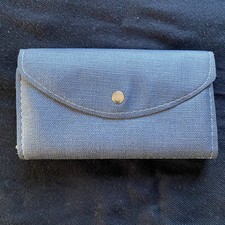 Vintage Blue/Gray Vinyl Checkbook Wallet. Button Closure. Never Used. Bifold.