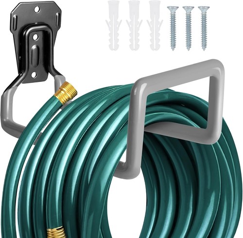 Garden Hose Holder - Metal Reel Wall Mounted Water 1pc Gray