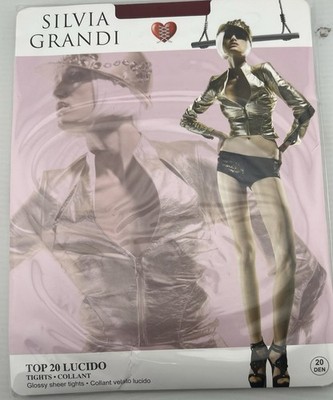 Silvia Grand Tights Pantyhose Sz XL Red Passion Sheer & Shimmery Lucido Italy