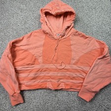 Adidas Hoodie Womens Large Pink Colorblock Cropped Dolman Sleeve Trefoil