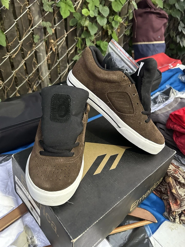 Emerica Reynolds 3 коричневый замшевый коньков туфли - мужской размер 6 (ЕС 38) - новый в коробке - Изображение 2 из 4