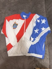 Vintage Reebok Windbreaker Jacket Mens 2XL USA Red Flag Colorblock Heavyweight