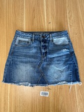 WORN American Eagle Outfitters Womens Button Fly Cut Off Denim Mini Skirt Size 4