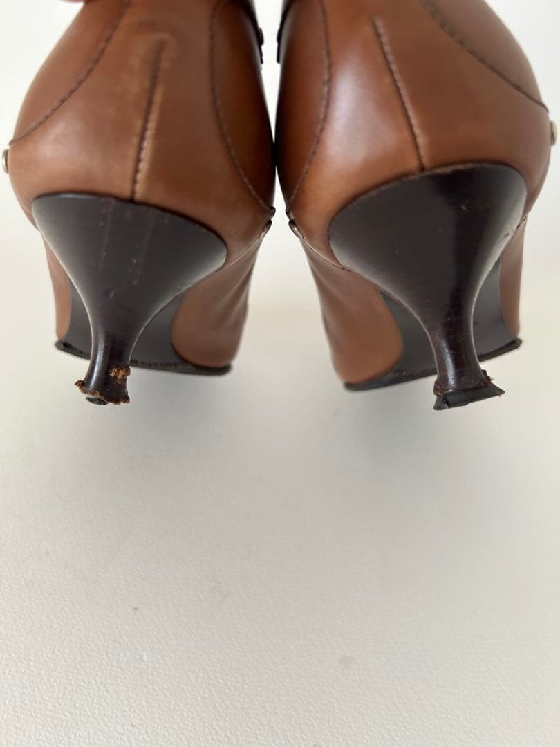 Rare PRADA Brown Leather Buckle Heels Pumps Shoes Women's Size EU36/US6 thumbnail 7