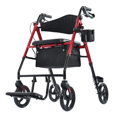 Metro Mobility Walker Wheelchair Combo 2 in 1 Foldable Transport Rollator Walker
