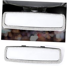 Bling Car Mirror Accessories, Bling Rhinestone Car Rear View Mirror, White