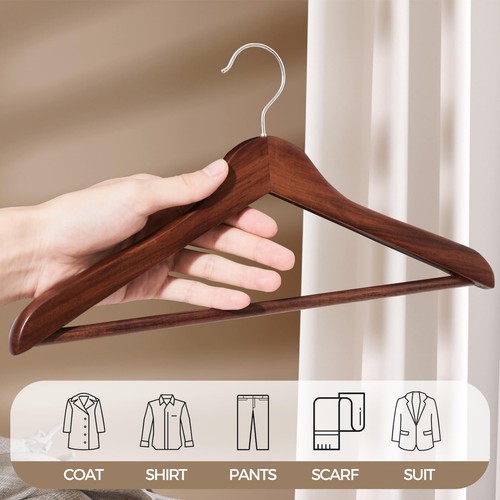 Premium Wooden Hangers 6-Pack – Wide Shoulder Non-Slip Design for Coats, Jack... - Picture 7 of 7