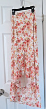 Abercrombie  Fitch Pink  White Floral Midi Skirt   Size Medium Front Buttons