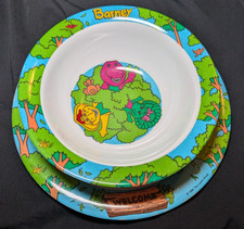 VINTAGE BARNEY BJ Child's Plate Bowl Set SELANDIA MELAMINE 1996