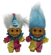 Vintage RUSS Troll Clown - Blue And White Hair - Happy Birthday Clown - 5" Doll