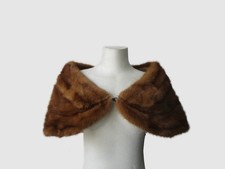 Women's Mint Mink Fur Collar Cape Stole Wrap WEDDING Woman