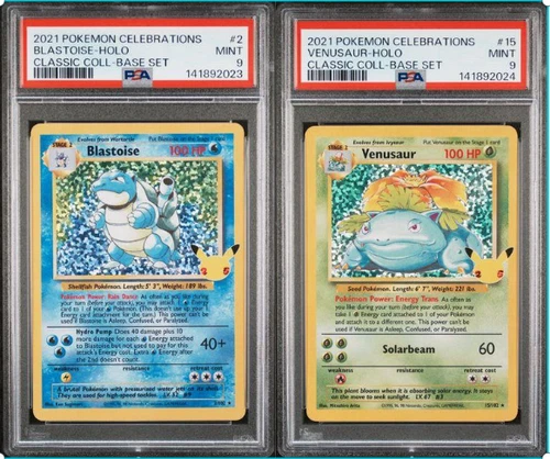 SEQUENTIAL PSA 9 BLASTOISE 2 & VENUSAUR 15 CELEBRATIONS CLASSIC POKEMON MINT BM