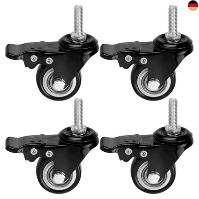 4 Stück Lenkrollen für Möbel, 40mm Möbel Rollen, Transportrollen, M8 Sch