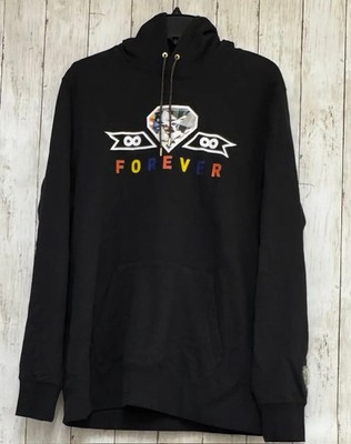 New Puma Club Forever Diamond Graphic Pullover Hoodie Sweatshirt Mens XL Black