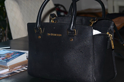 Michael Kors Selma Black Satchel Top Handle Bag Detachable Strap