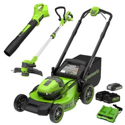 #ad Greenworks POWERALL 3pc Combo Kit 21quot; Lawn Mower 12quot; String Trimmer 320 CFM Le $480.00