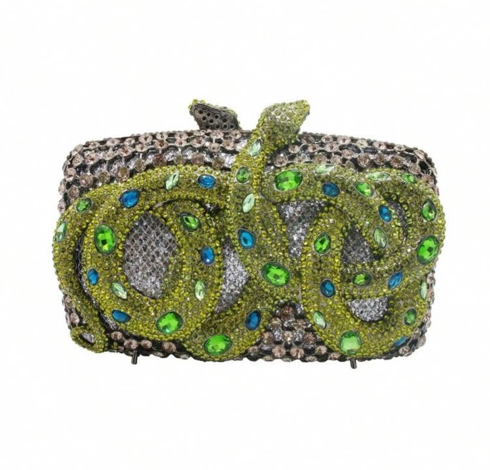 Medusa Snake Rhinestone Purse Small Clutch Prom Party Fashion Statement Bling