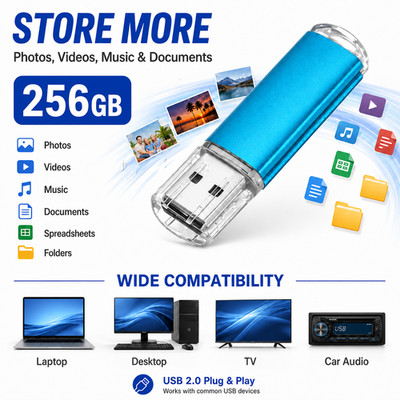 256GB Mini Thumb Drive Keychain USB Flash Drive Portable Memory Stick for Travel