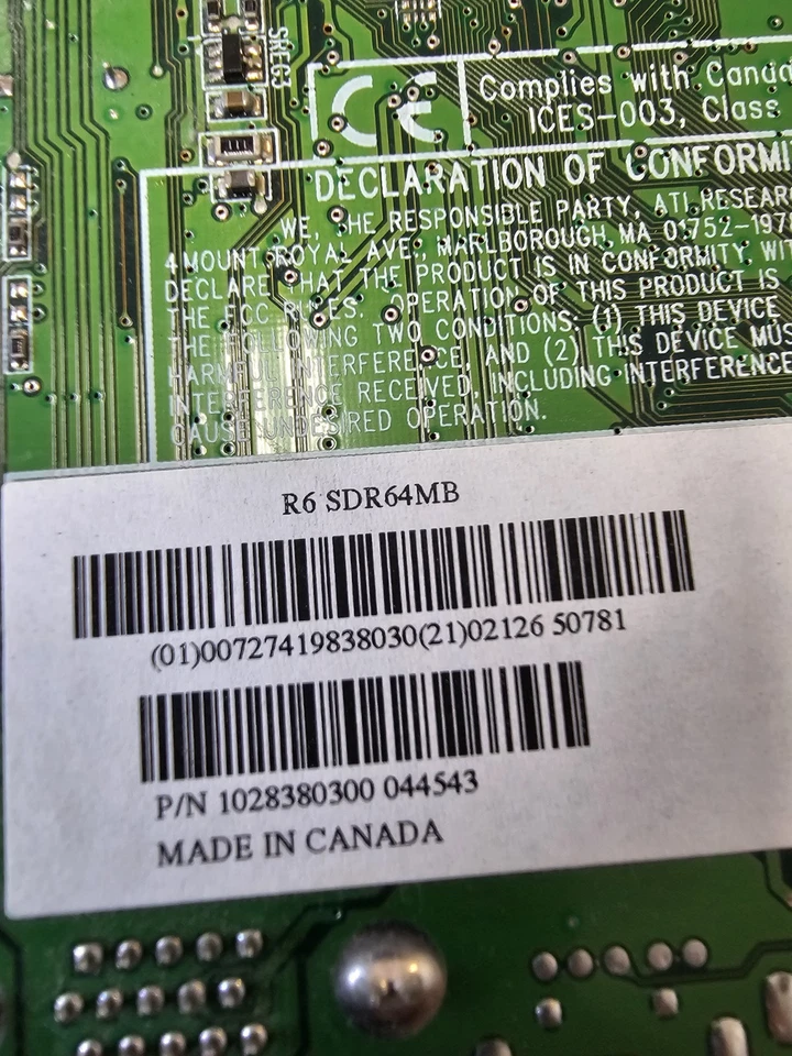 Tarjeta de gráficos ATI 109-83800-00 1028380300 Rage 6 83803 Radeon R6 SDR64MB Foto 2 de 4