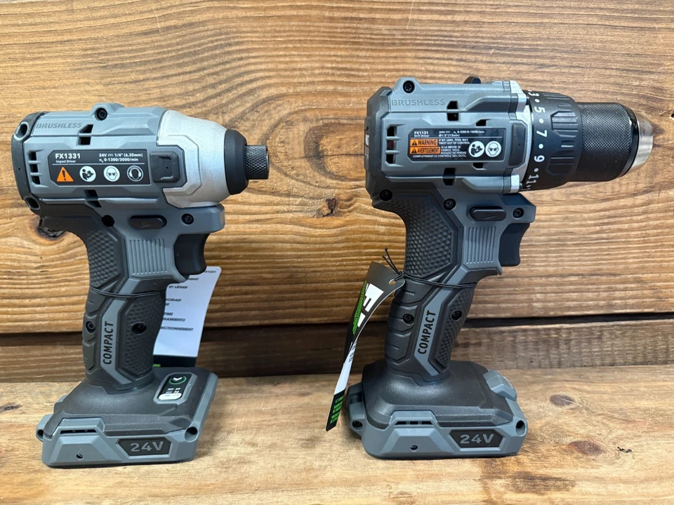 Flex 24V 1/2" Drill Driver + 1/4" Hex Impact Kit FX1131 FX1331 Tools Only (Qty) - Image 3 of 4