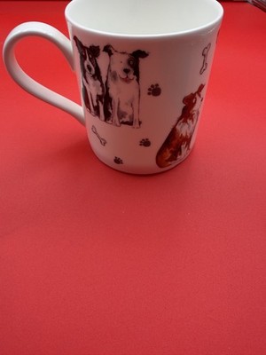 Roy Kirkham Fine Bone China England Dog Print White Mug