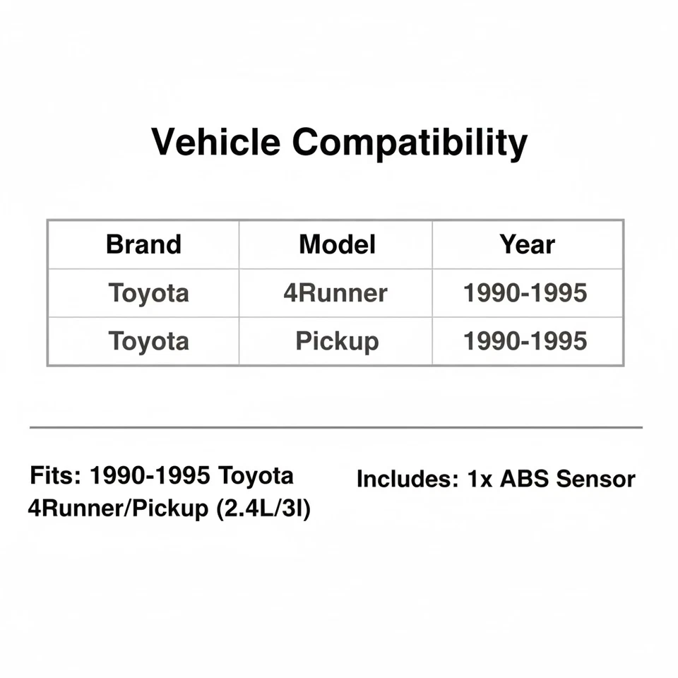 Sensor de velocidad de rueda trasero 8954435020 ABS para Toyota 4Runner/pickup 1990-1995 OEM Foto 2 de 4