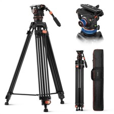 75" Video Tripod Heavy Duty Camera Tripod Stand with Fluid Head Damping