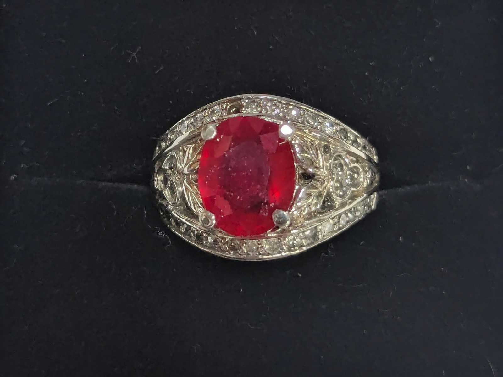 14k Solid White Gold Natural Red Ruby and Diamond… - image 6