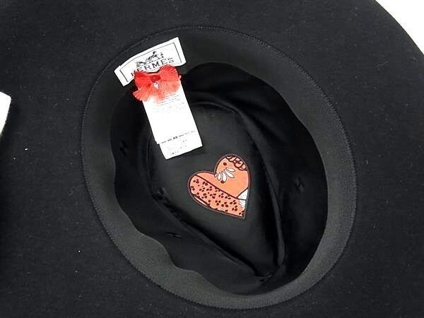 Hermes hat mini cool heart for love 100 wool black super excellent condition bra image 3
