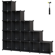 SONGMICS 16-Cube Storage Unit, Shoe Rack, DIY 31D x 123W x 123H cm, Black 