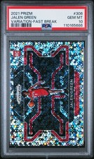 2021 PANINI PRIZM VARIATION-FAST BREAK #306 JALEN GREEN ROOKIE RC PSA 10