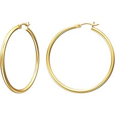 Hoop Earrings for Women 14K Real Plated Hoops with 925 Sterling 40mm Gold