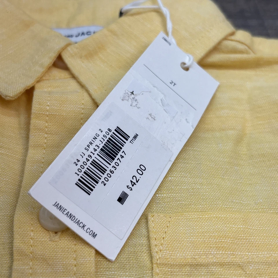 NUEVA Camisa Janie and Jack The Lino-Algodón en Cálido Sol $42 Niño Talla 2T Foto 2 de 4