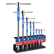 Metric T-Handle Spinner Allen Key Wrench Set, 8-Piece 2-10mm, 3-Way Sliding H...