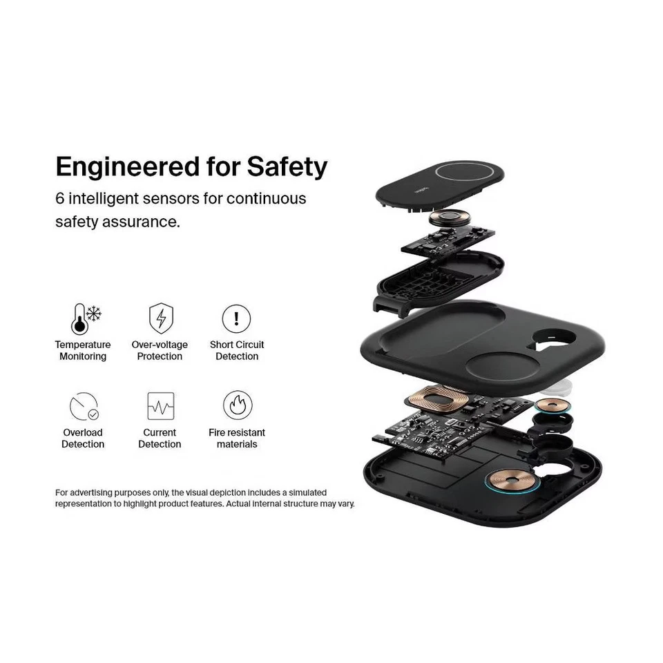 Soporte inalámbrico Belkin Qi2 15W 3 en 1 nivel medio - negro Foto 4 de 4