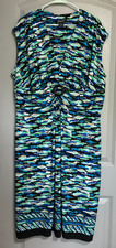 GLAMOUR Women Plus Size 22W Abstract Print V-Neck O-Ring Stretch Sheath Dress