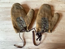 Vintage Pair Child's Boxing Gloves Brown Tan Fabric 2 Right Hands 