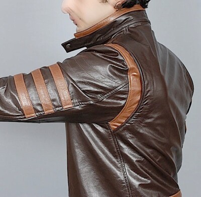 X-MEN Origins Logan Wolverine Brown Leather Jacket Halloween