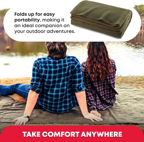First Aid Olive Drab Green Warm Fire Retardant Blanket, 66" x 90", Olive Green - Picture 2 of 12