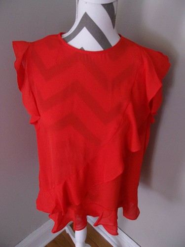 Primark Red Ruffle Top Blouse NWOT SZ 