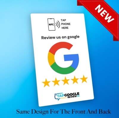 3x Google Review Cards for Business NFC White or Black  (Print on Both Sides)