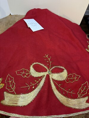 Nicole Miller 52  Red Sequin Christmas Tree Skirt NWT