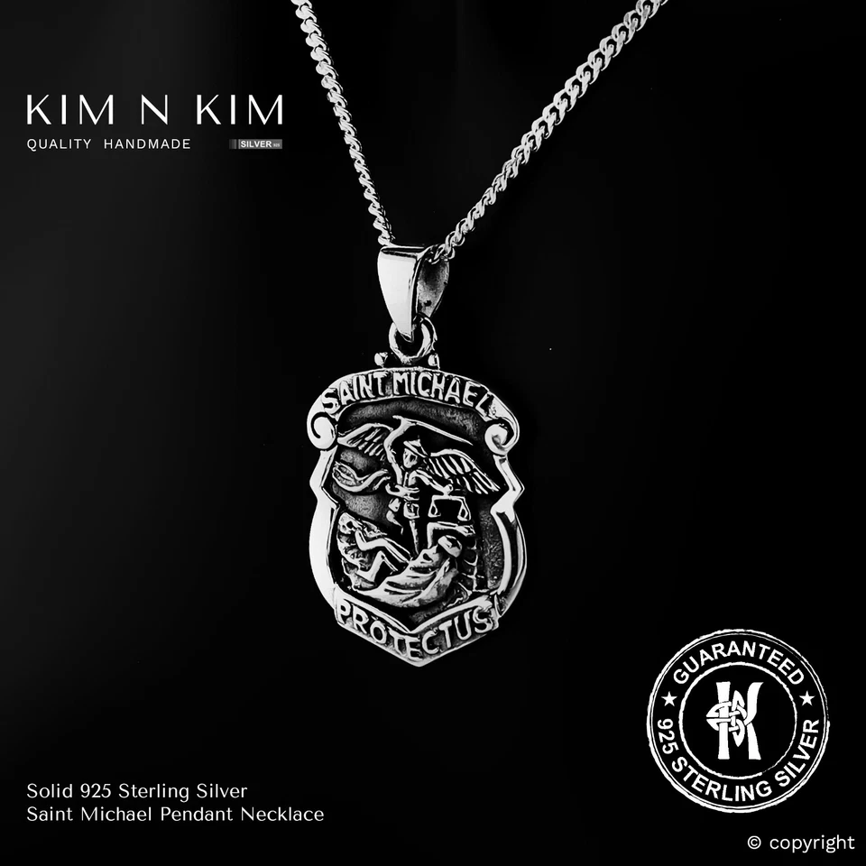 Heiliger Michael Anhänger Halskette ✔️925 Sterling Silber ✔️Personalisiert ✔️Qualität
