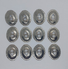 12 Small Antiqued Western Leathercraft oval Slotted Concho 1 1/4" x 1 "