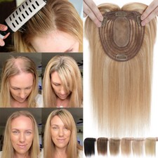 Hair Extensions Clip In Hair Piece Remy Human Hair Hairpiece Crown Toupee 16 18"