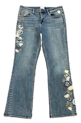 Sundance Catalog Driftwood Blue Floral Embroidered Jeans Size 32 X 31 $138