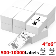 1-20x 500/Stack 4x6 Fanfold Direct Thermal Shipping Labels Blank for Zebra&Rollo