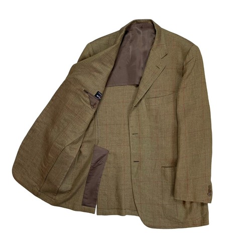VTG 42 R Kiton Light Brown Windowpane Knit Cashmere / Linen Blend Patch Pocket - Picture 9 of 13