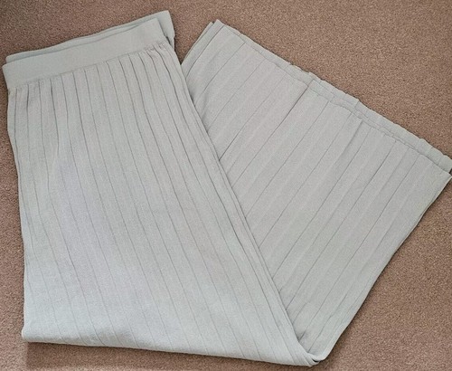 MarlaWynne Wide-leg Pull On Knit Pant Trousers, Pale Sage, Size 3XL