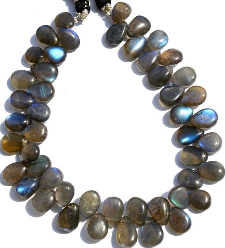 Natural Gem Blue Fire Labradorite 10x7mm Approx. Size Smooth Pear Beads 8" - Picture 5 of 7